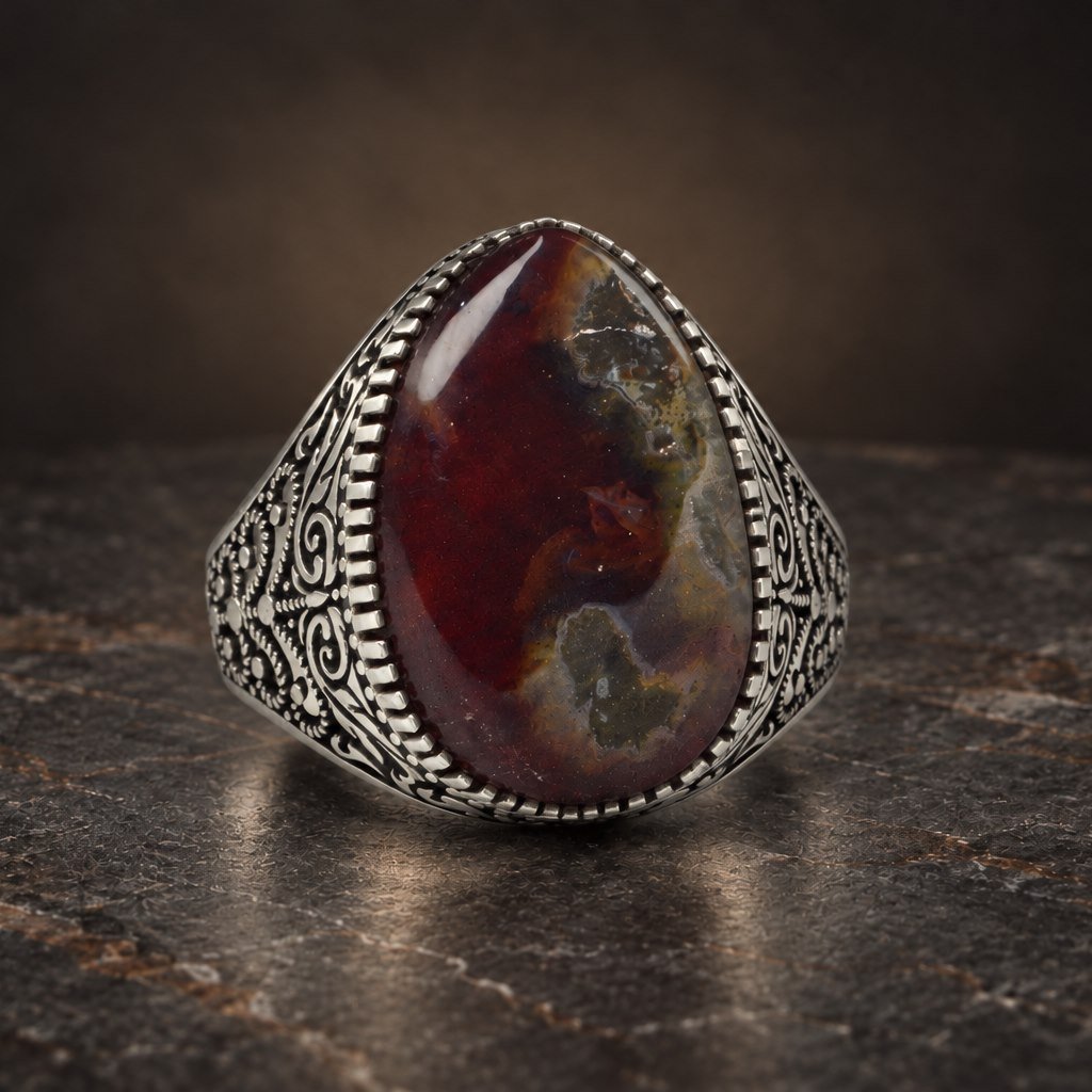 About One-of-a-kind patterned agate ring